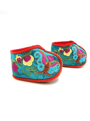 Chinese Embroidery - Miao Baby Slippers - Turquoise