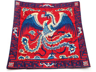 Chinese Embroidery - Square Ancestor - Emblem - Bright red - Phoenix