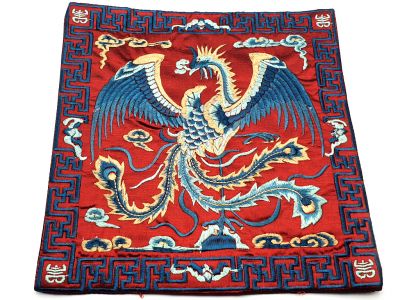 Chinese Embroidery - Square Ancestor - Emblem - Red - Phoenix