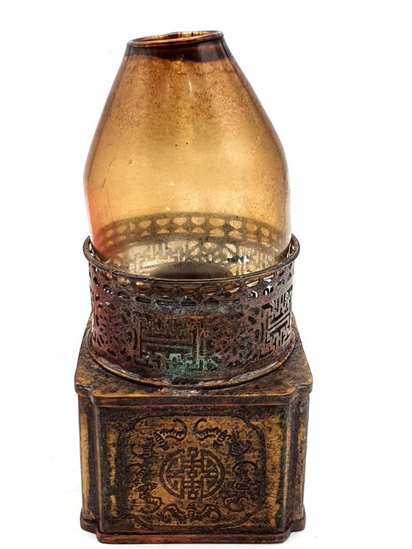 Chinese Opium Lamp - Old reproduction - Cracked glass 1