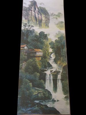 Chinese painting - Embroidery on silk - Landscape - The falls