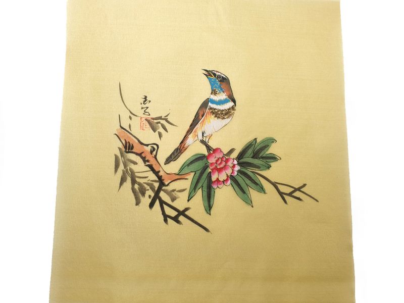 Chinese Painting on silk to frame - The bird on the flower
