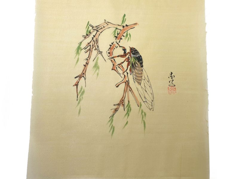 Chinese Painting on silk to frame - The insect on the branch