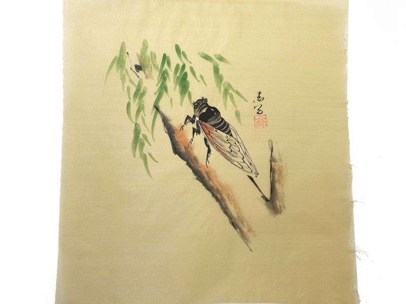Chinese Painting on silk to frame - The insect on the tree
