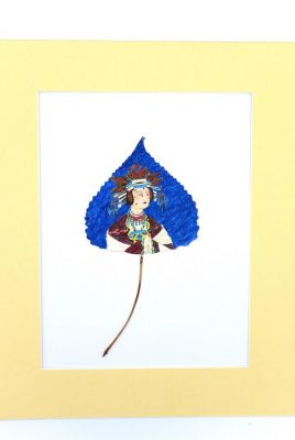 Chinese painting on tree leaf - Court Lady