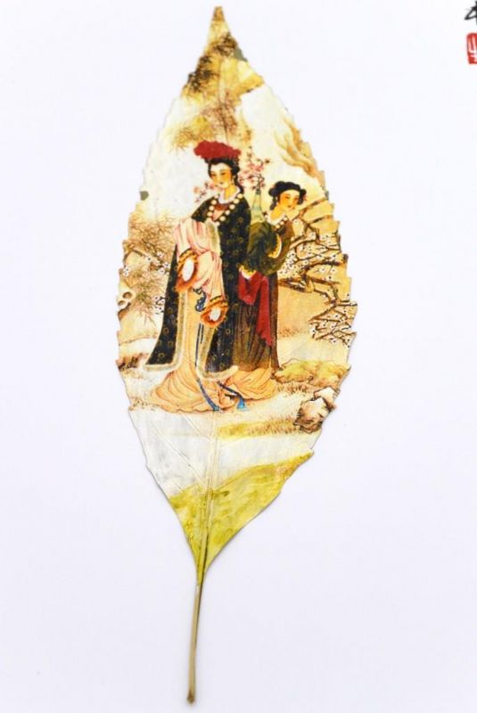 Chinese painting on tree leaf - Empress 2