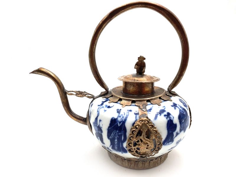 Chinese Porcelain Teapot White and Blue