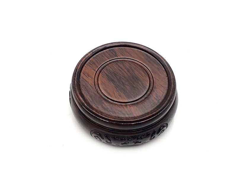 Chinese round wood support engraved 5cm 4