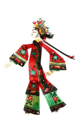 Chinese shadow theater - PiYing puppets - Woman - Red and green