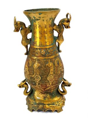 Chinese vase in gilded bronze - mythical animals
