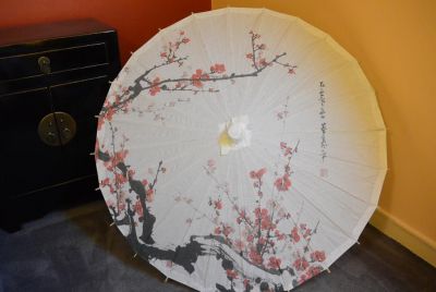 Chinese Wood and Paper Parasol - Cherry tree