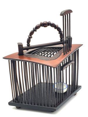 Chinese Wooden Cricket Cage - Bamboo - Diamond