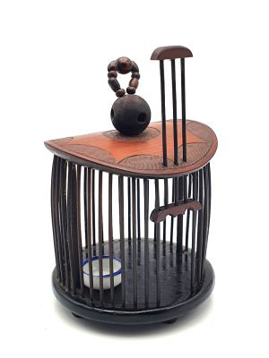 Chinese Wooden Cricket Cage - Bamboo - Round