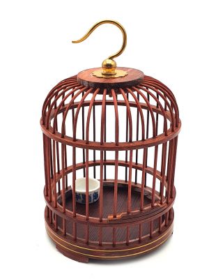 Chinese Wooden Cricket Cage - Mahogany - To suspend