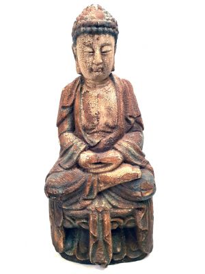 Chinese Wooden Statue Buddha Lotus position
