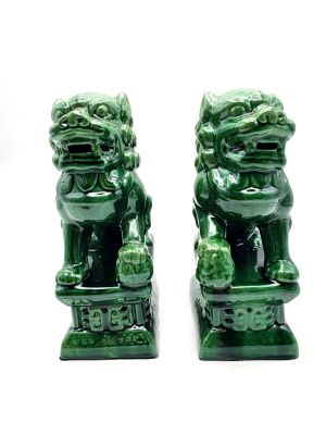 Fu Dog pair in porcelain Green