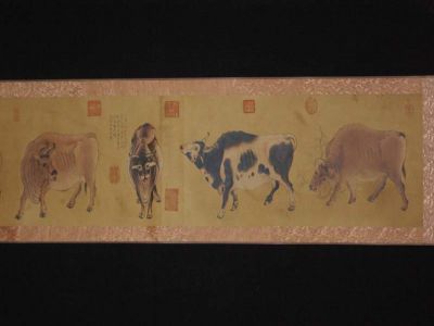 Chinese Painting Five Oxen Han Huang