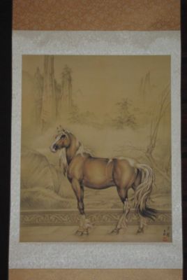 Chinese painting on silk scroll the Horse