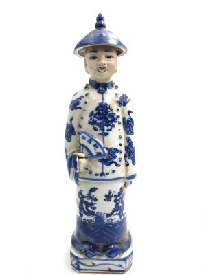 Chinese Young Mandarin Statue in Porcelain