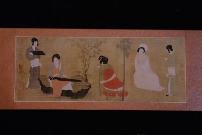 Chinese Painting Zhou Fang Court Ladies Tuning the Lute