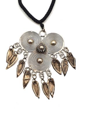 Ethnic Necklace 3 Flat Spirals Pendant