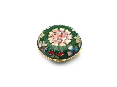 Very Small Chinese Cloisonné Enamel Box Green