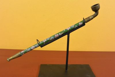 Chinese Pipe in Cloisonné Green
