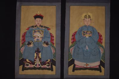 Chinese ancestors couple Painting from China Sky Blue