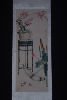 Chinese Painting Watercolor on silk the Garden