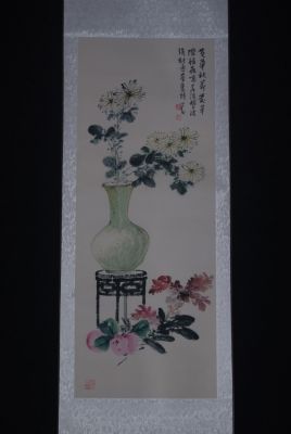 Chinese Painting Watercolor on silk White Flowers