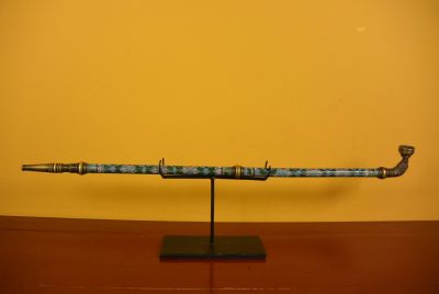 Large Chinese Pipe in Cloisonné Light Blue