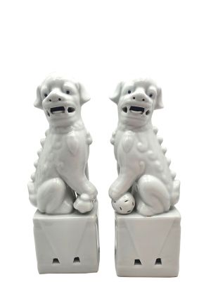 Fu Dog pair in porcelain White