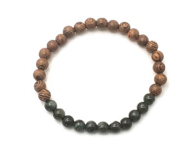 Jade and wood Bracelet - 6mm - African rosewood and imperial jade