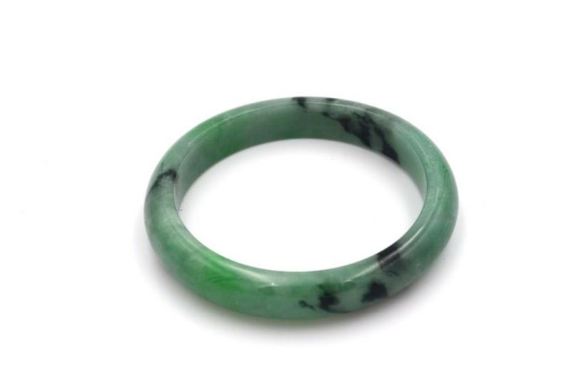 Jade Bracelet - Bangle Class A 5 8cm - Green spotted