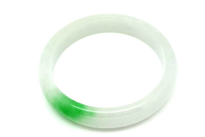 Jade Bracelet Bangle Class A White and Green 5 6cm 1