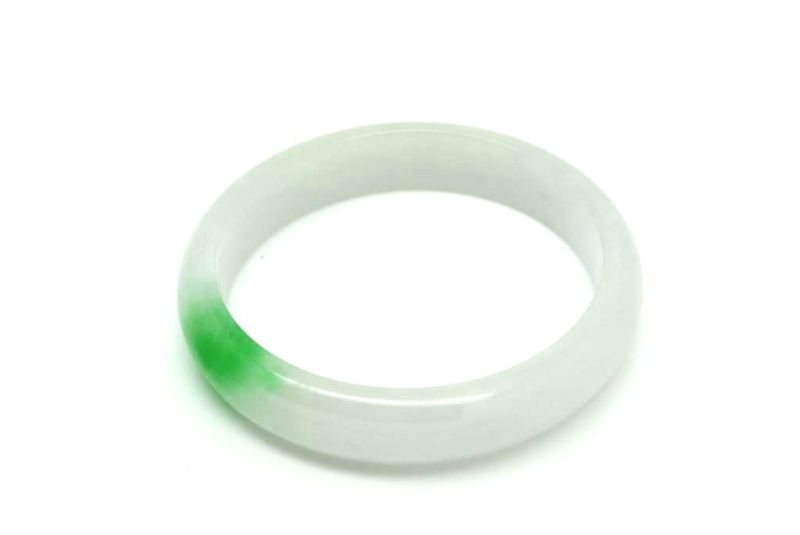 Jade Bracelet Bangle Class A White and Green 5 6cm 2