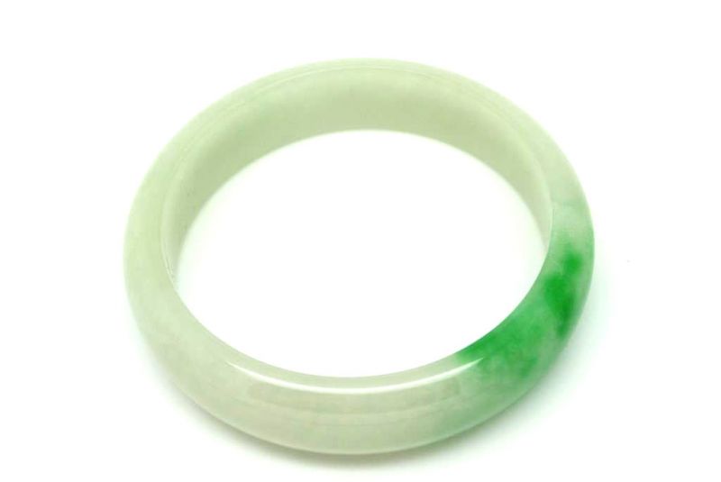 Jade Bracelet Bangle Class A White and Green 5 7cm 5