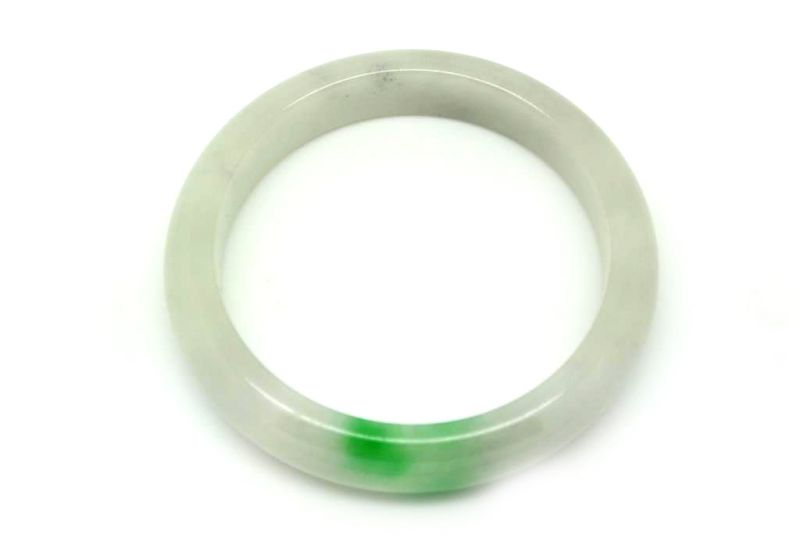Jade Bracelet Bangle Class A White and Green 5 85cm 1