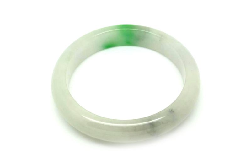 Jade Bracelet Bangle Class A White and Green 5 85cm 3