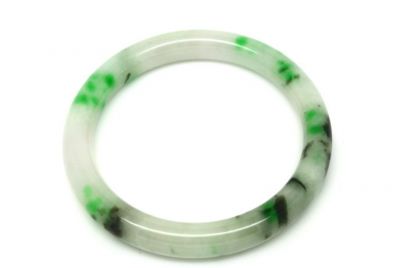 Jade Bracelet Bangle Class A White and Green spotted 5 9cm