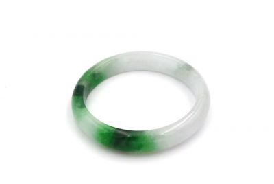 Jade Bracelet Bangle Class A White green spot