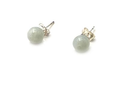 Jade Earrings Small jade beads - 6mm - White