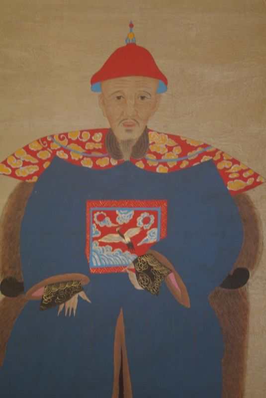 Large Chinese Dignitary painting on Paper Night Blue 2