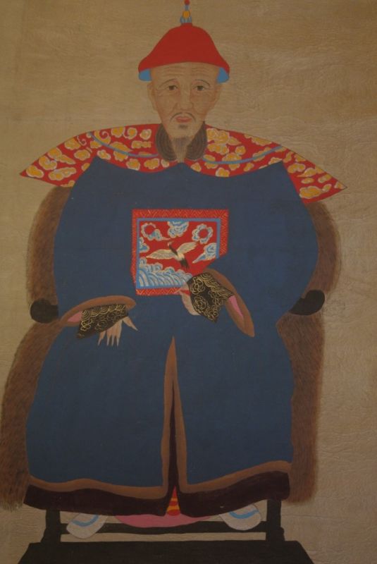 Large Chinese Dignitary painting on Paper Night Blue 5