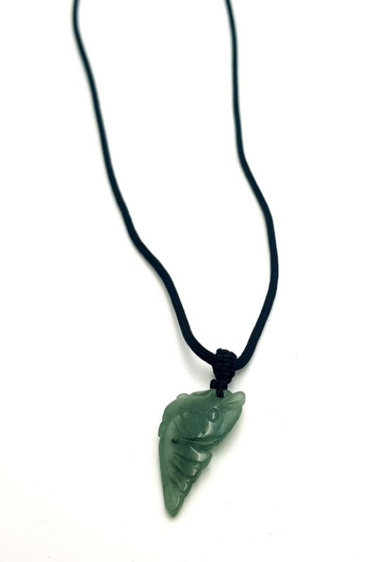 Necklace with Jade pendant Fish - Dark Green 2