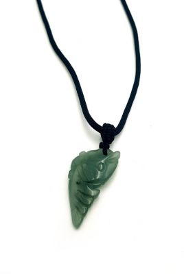 Necklace with Jade pendant Fish - Dark Green