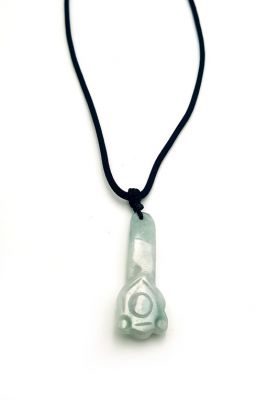 Necklace with Jade pendant Ruyi - White green highlights