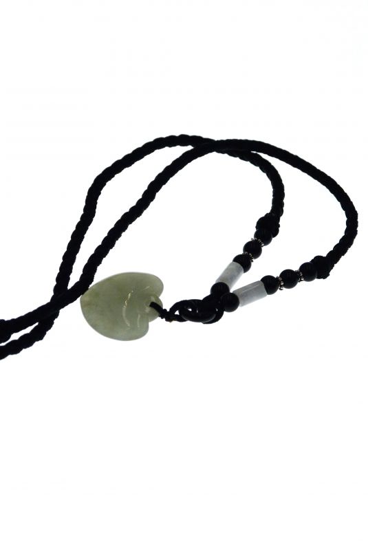 Necklace with Jade pendant - Translucent Green Heart 4
