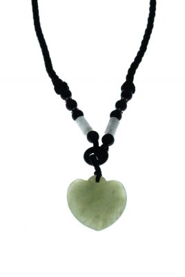 Necklace with Jade pendant - Translucent Green Heart
