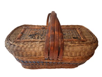 Old Chinese braided basket - Basket weaving - Damaged - Discount